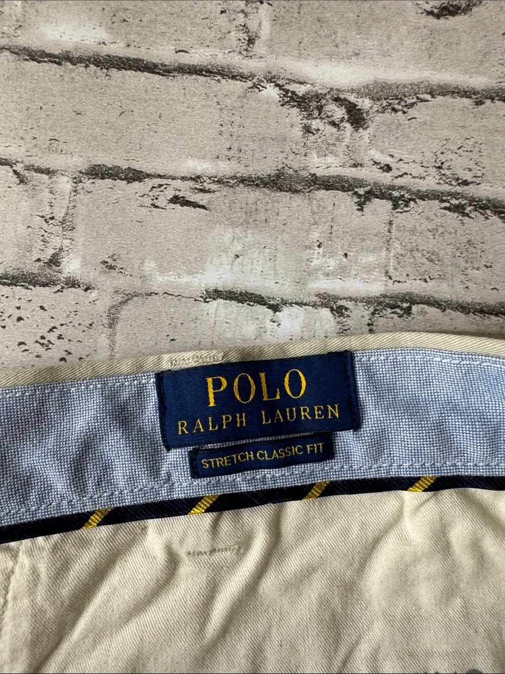 Polo Ralph Lauren mens 48x32 cream stretch classic fit cotton chino pants EUC